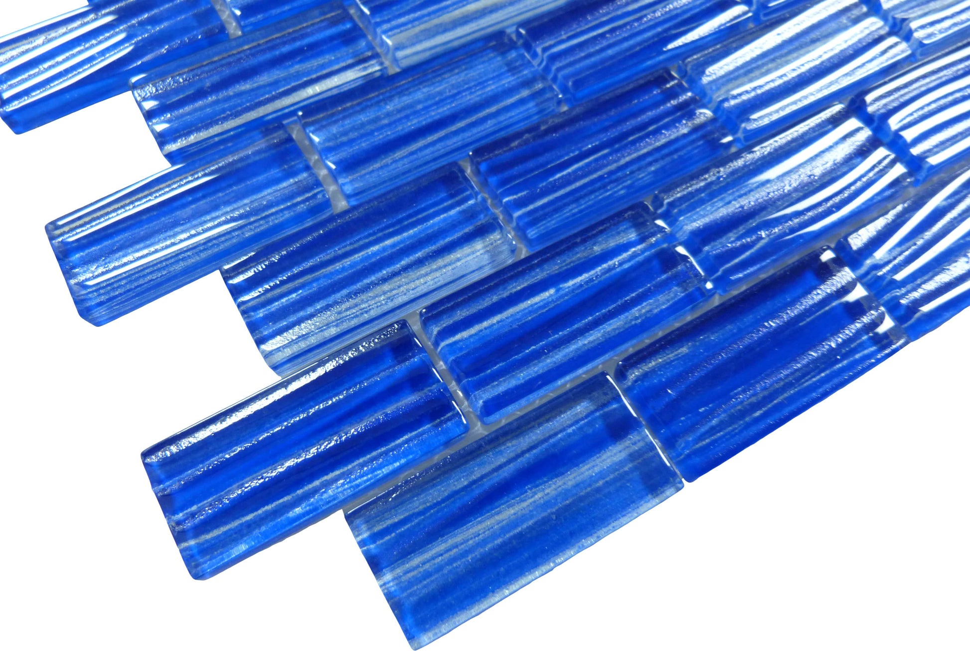 Barbados Electric Blue Wave 1x2 Glossy Glass Tile Quest
