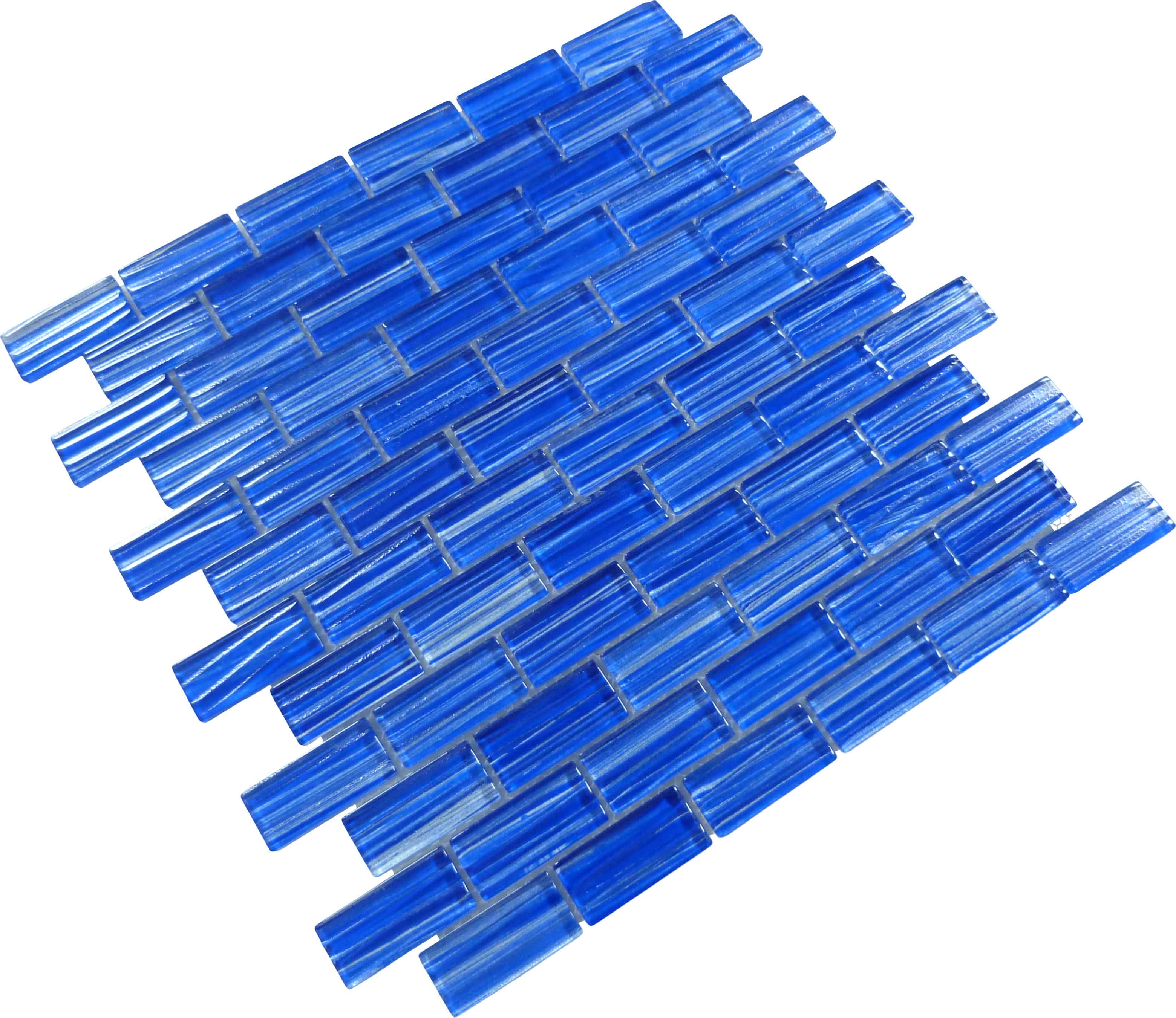 Barbados Electric Blue Wave 1x2 Glossy Glass Tile Quest