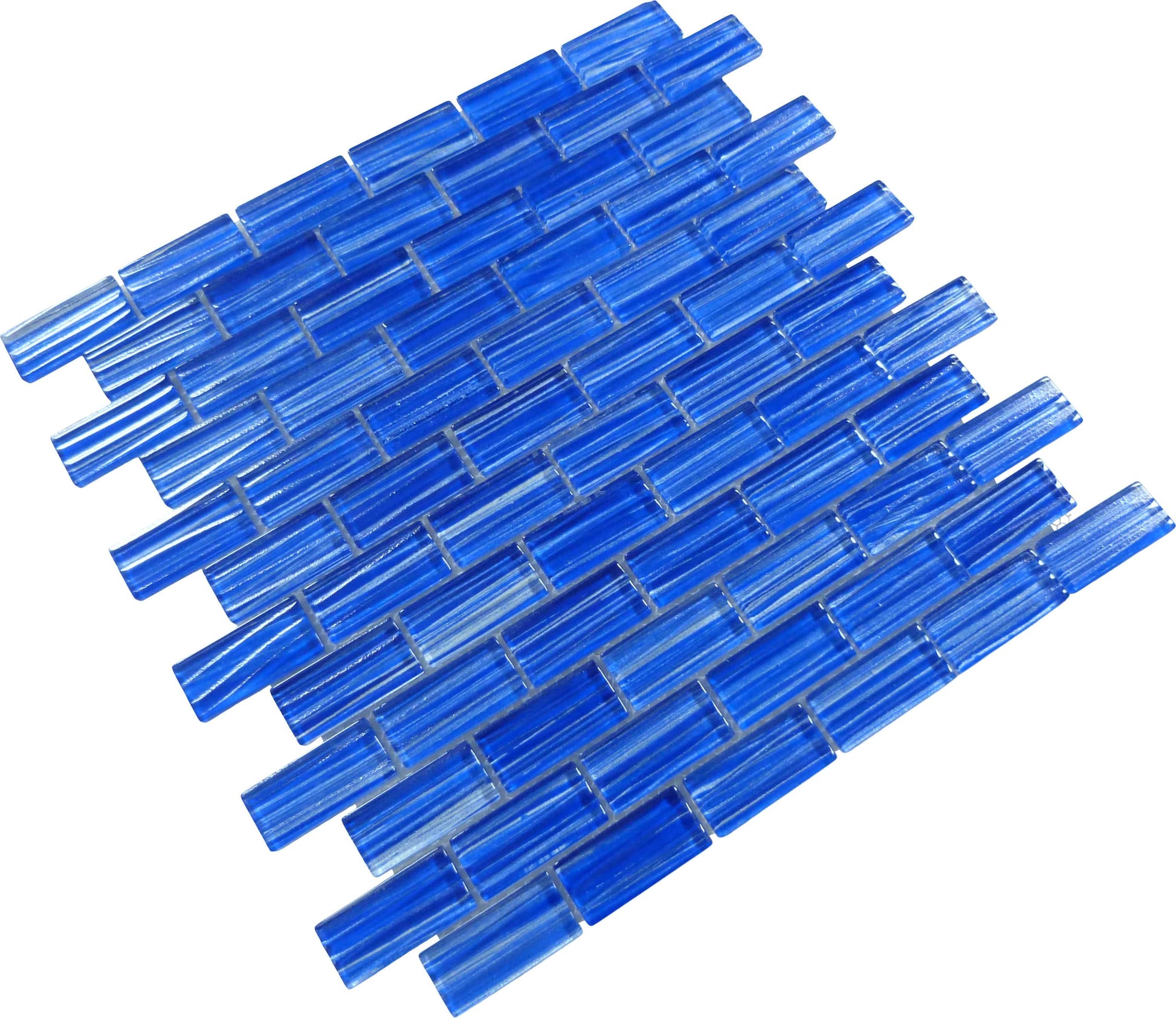 Barbados Electric Blue Wave 1x2 Glossy Glass Tile Quest