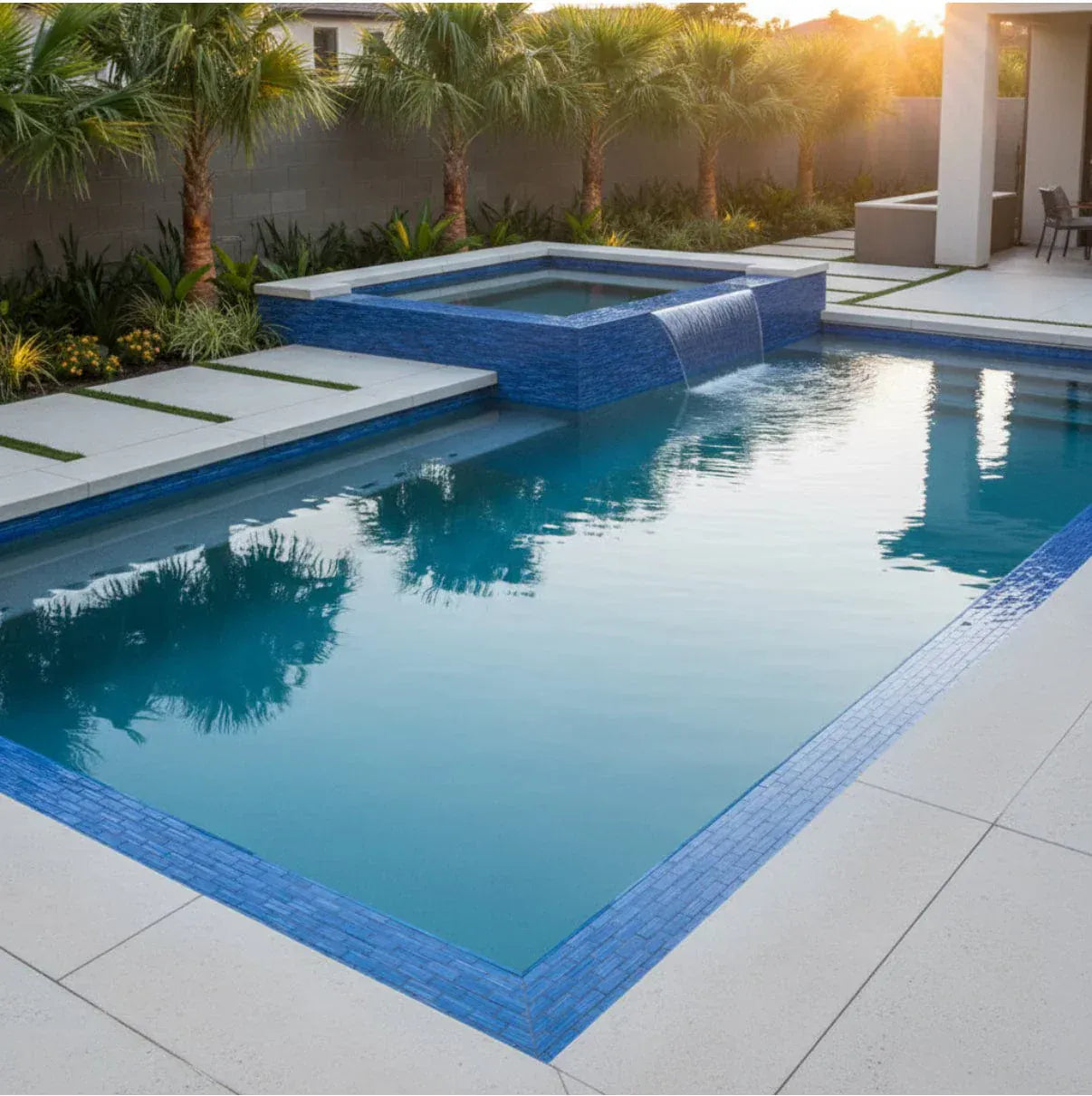 Barbados Electric Blue Wave 1x2 Glossy Glass Tile Quest