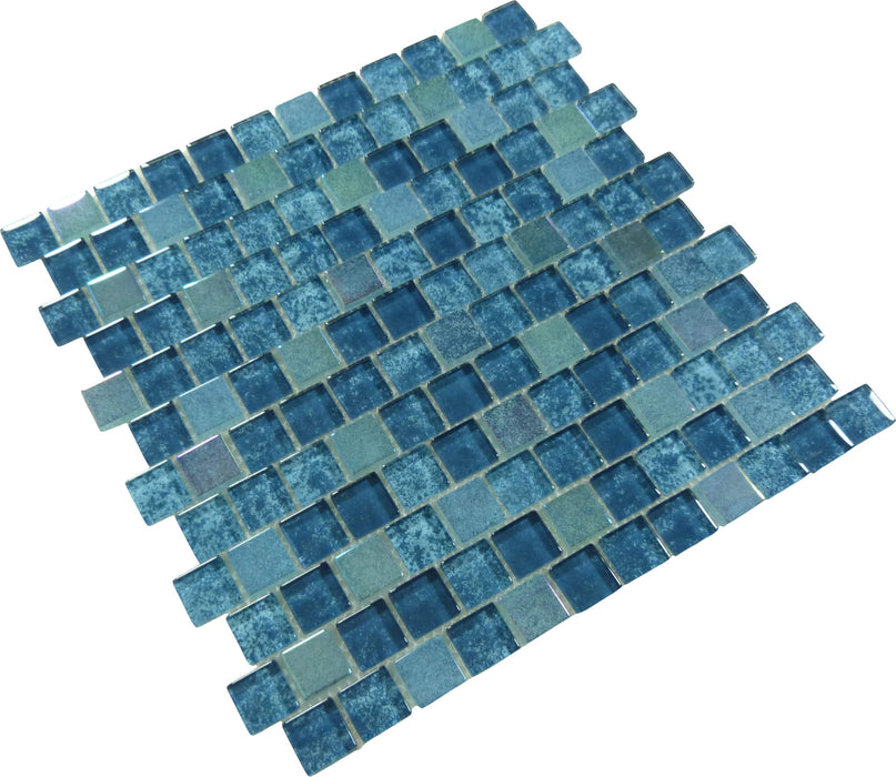 Essence Turquoise 1x1 Offset 3D Glossy and Iridescent Glass Tile Quest