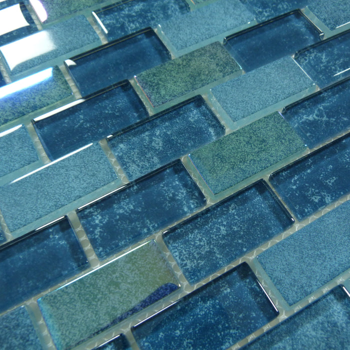 Essence Turquoise 1x2 3D Glossy and Iridescent Glass Tile Quest