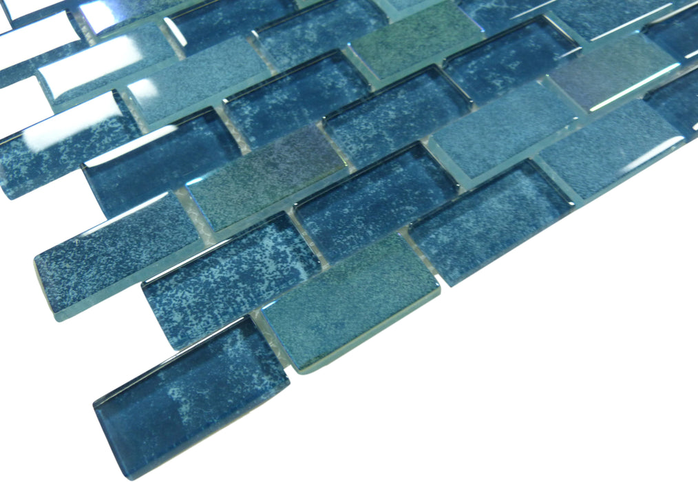 Essence Turquoise 1x2 3D Glossy and Iridescent Glass Tile Quest