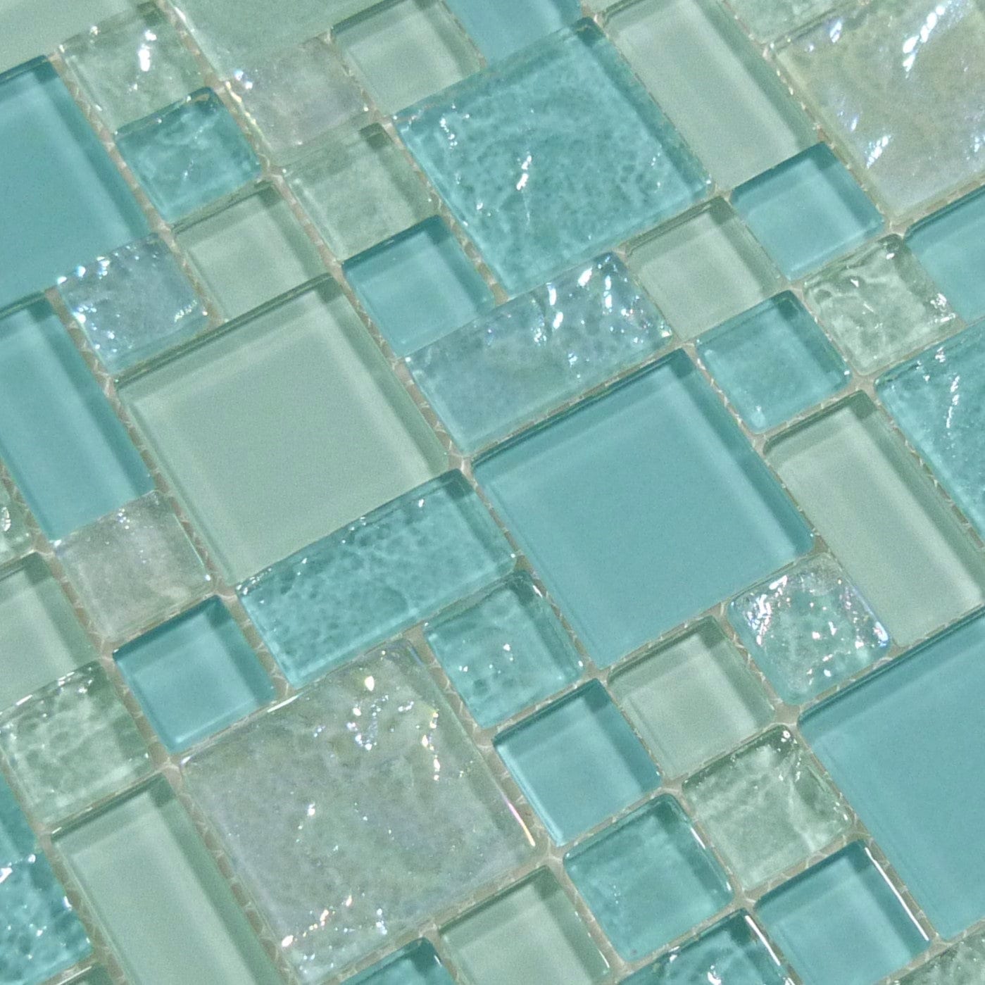 Harmony Aqua Mix Square Glass Tile Quest