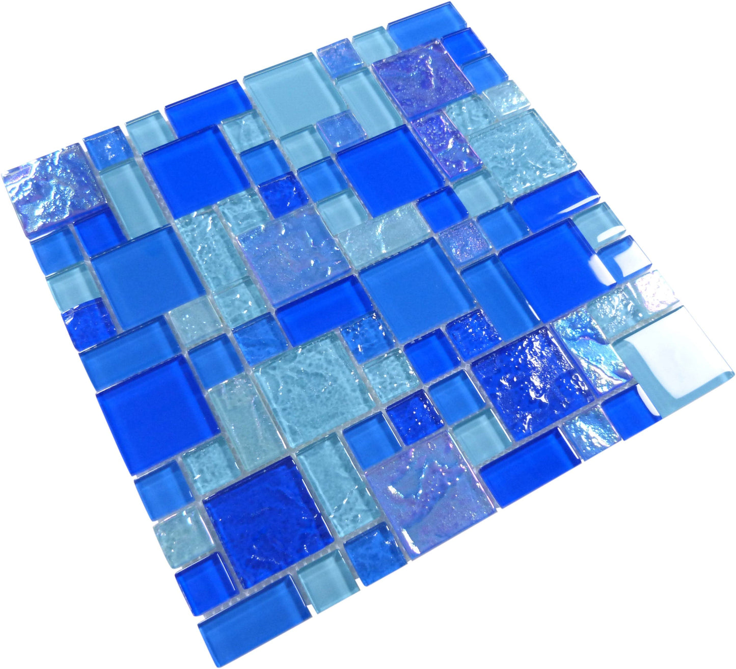 Harmony Blue Mix Square Glass Tile Quest