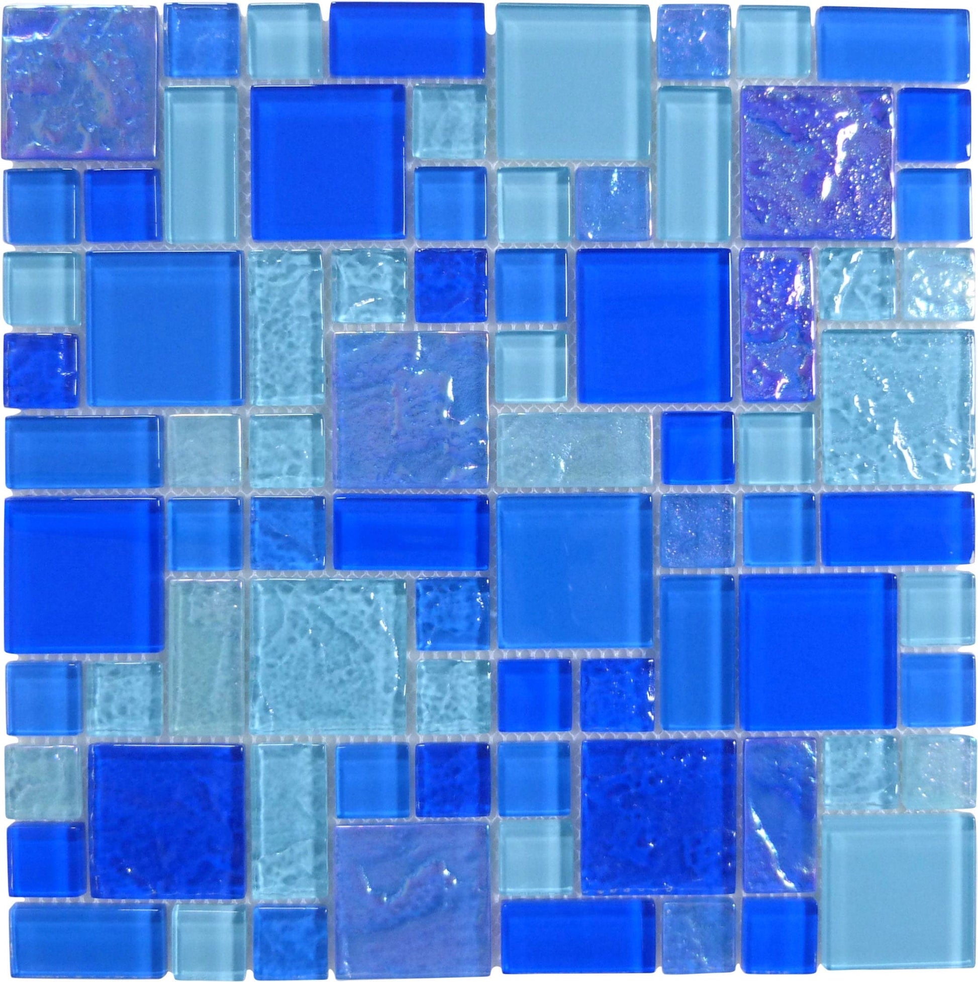 Harmony Blue Mix Square Glass Tile Quest