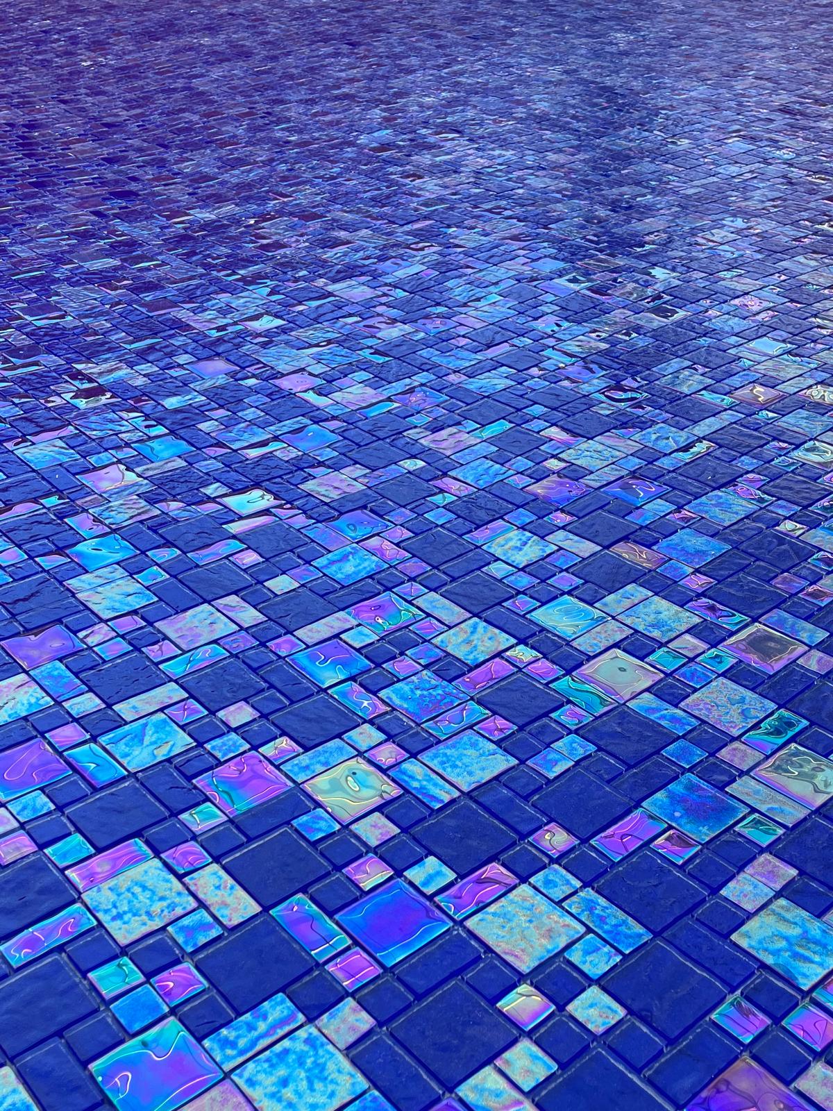 Harmony Dark Blue Mix Square Glass Tile Quest