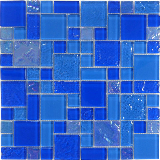 Harmony Dark Blue Mix Square Glass Tile Quest