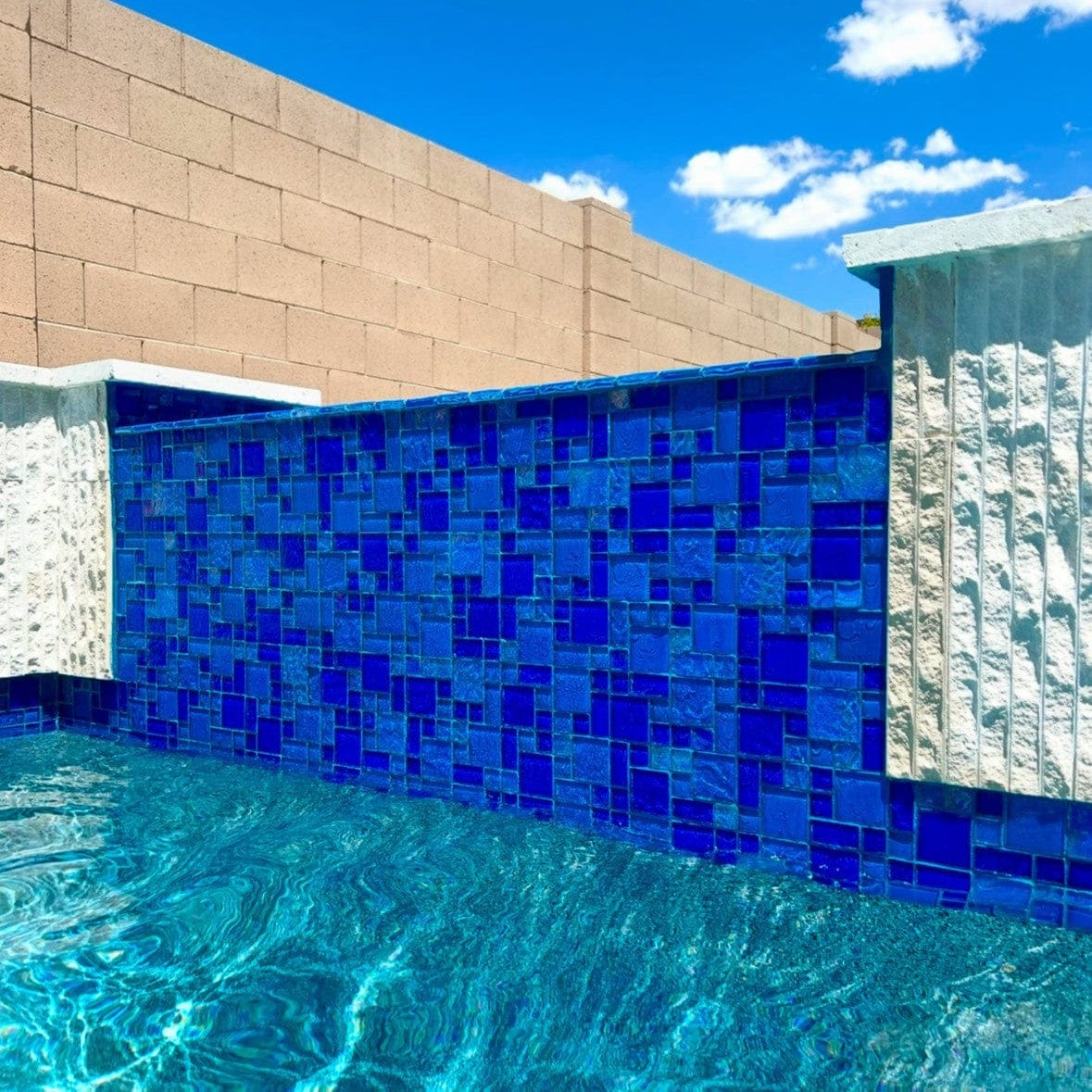 Harmony Dark Blue Mix Square Glass Tile Quest