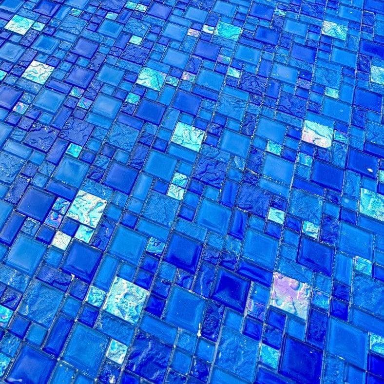 Harmony Dark Blue Mix Square Glass Tile Quest