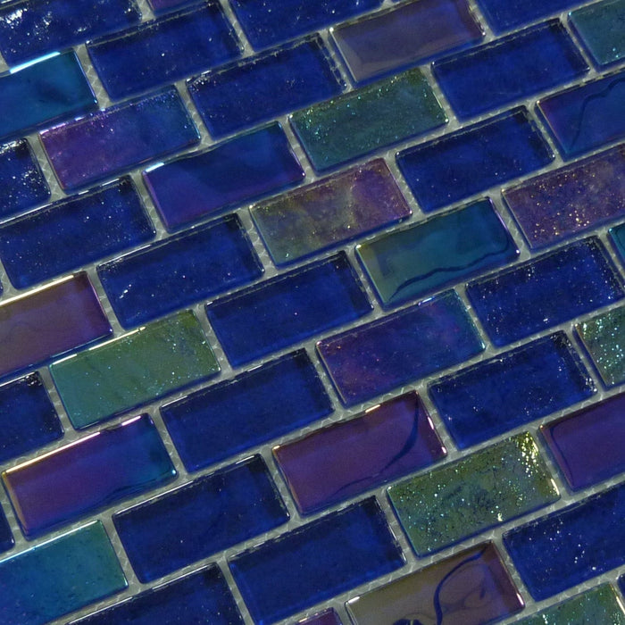 Heaven Dark Blue 1x2 Glossy and Iridescent Glass Tile Quest