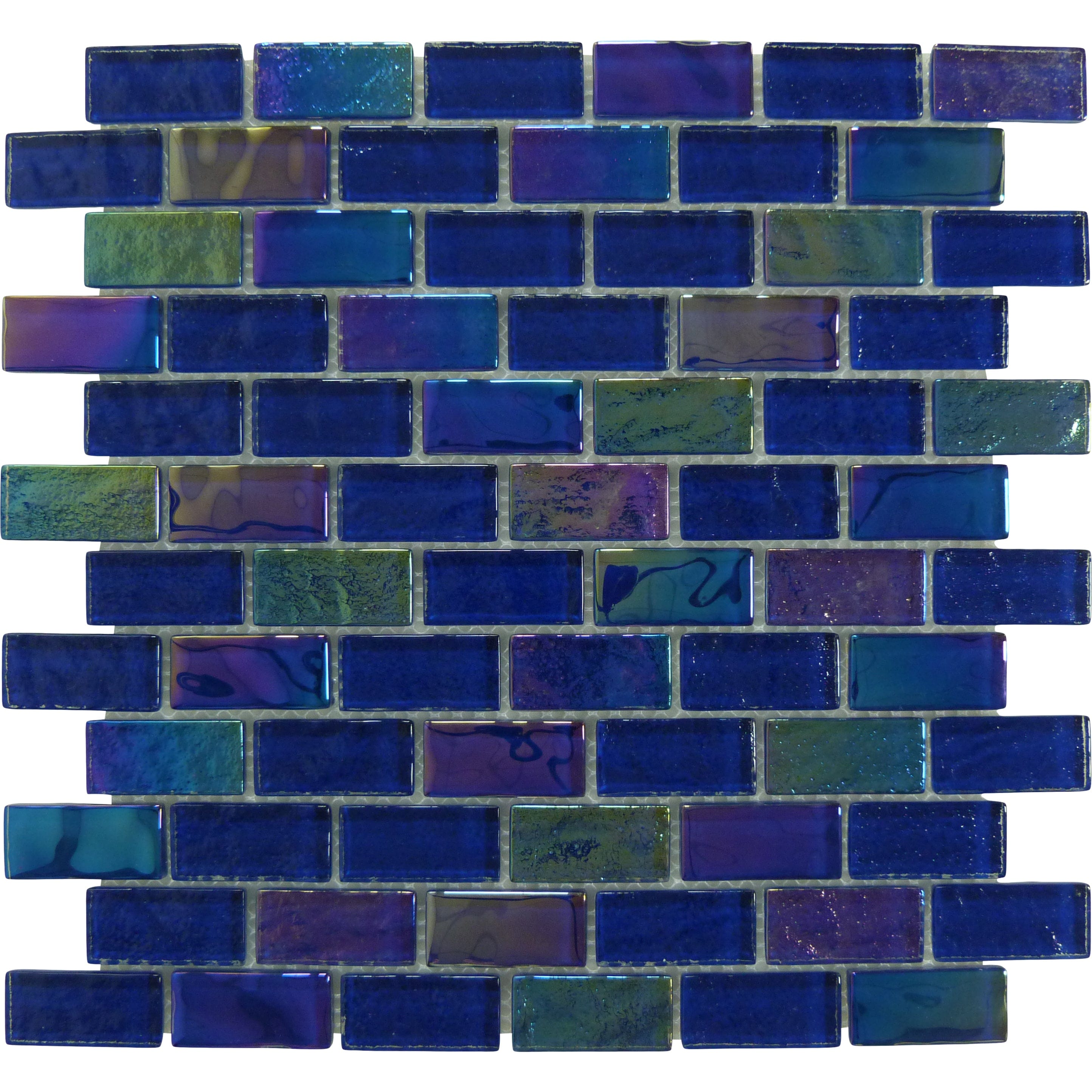 Heaven Dark Blue 1x2 Glossy and Iridescent Glass Tile Quest