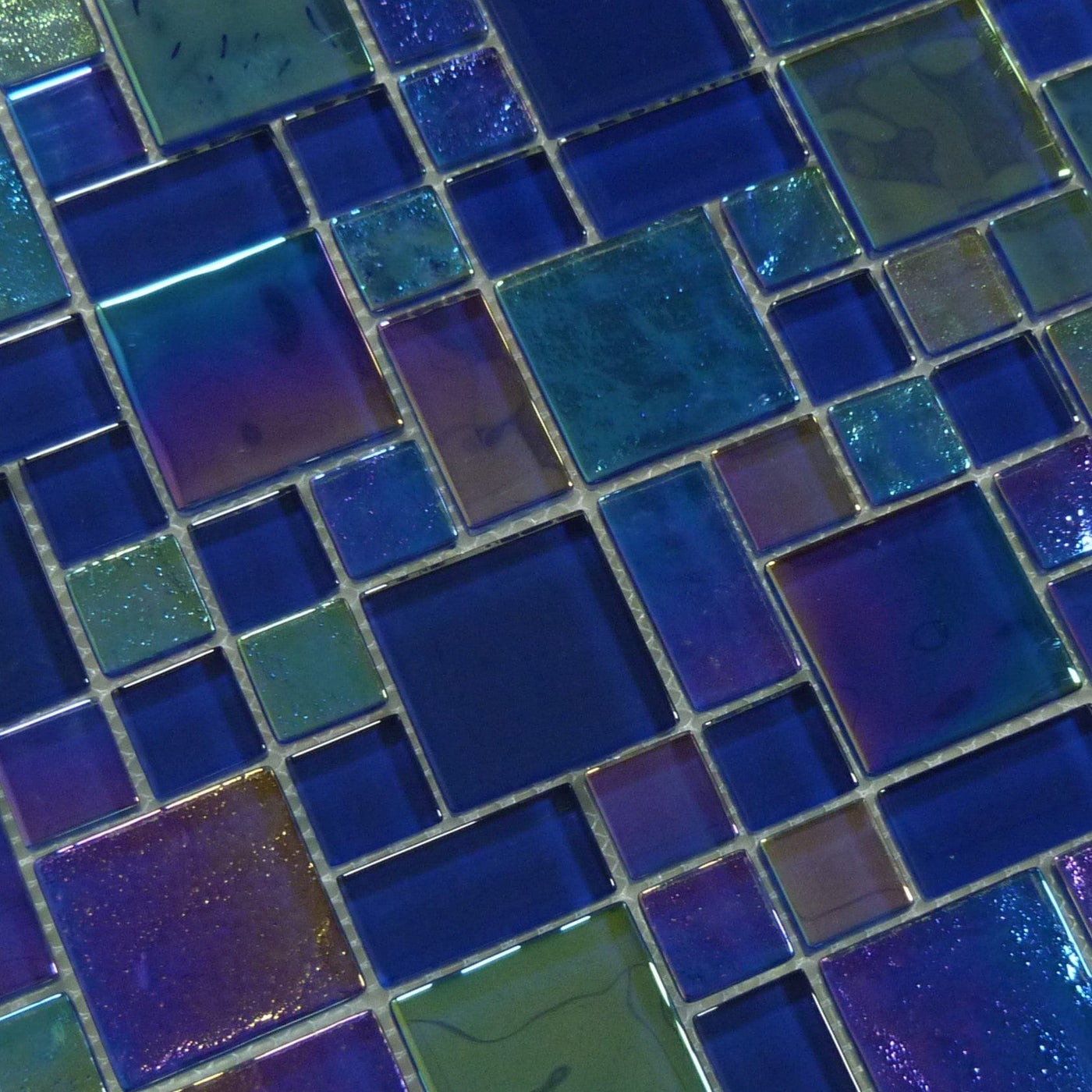 Heaven Dark Blue Square Glossy And Iridescent Glass Tile Oasis Tile 9634