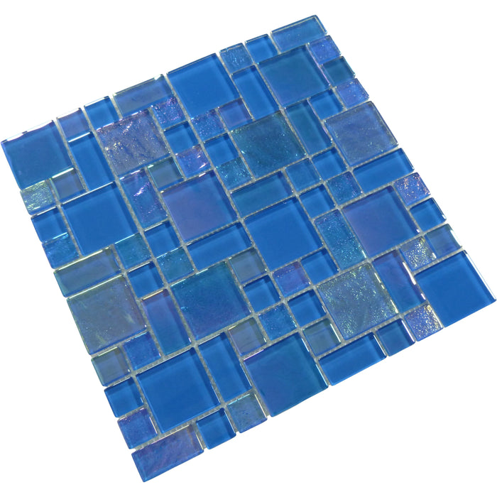 Heaven Turquoise Square Glossy and Iridescent Glass Tile Quest