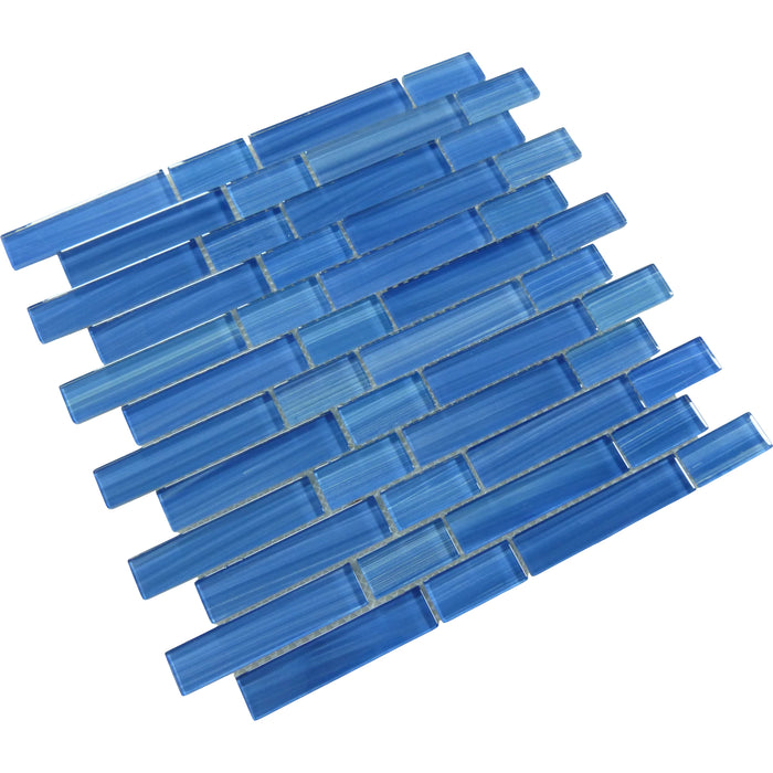 Horizon Blue Linear Glossy Glass Tile Quest
