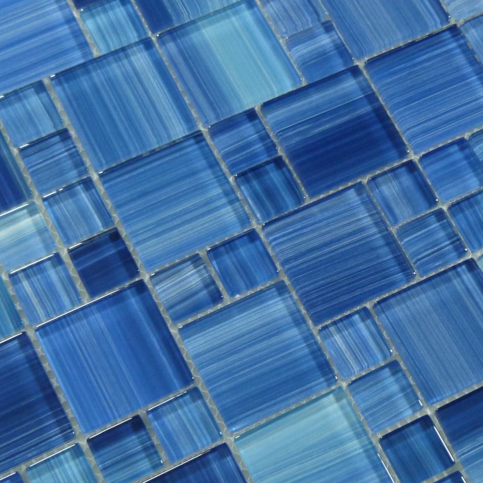 Horizon Blue Square Glossy Glass Tile Quest