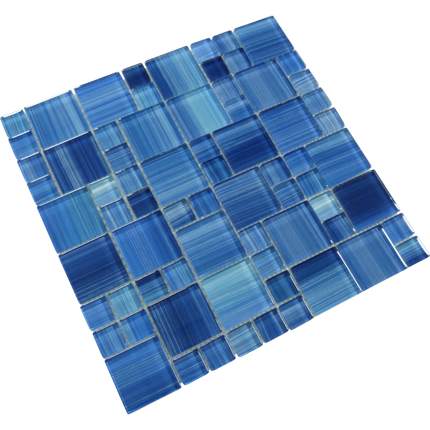 Horizon Blue Square Glossy Glass Tile Quest