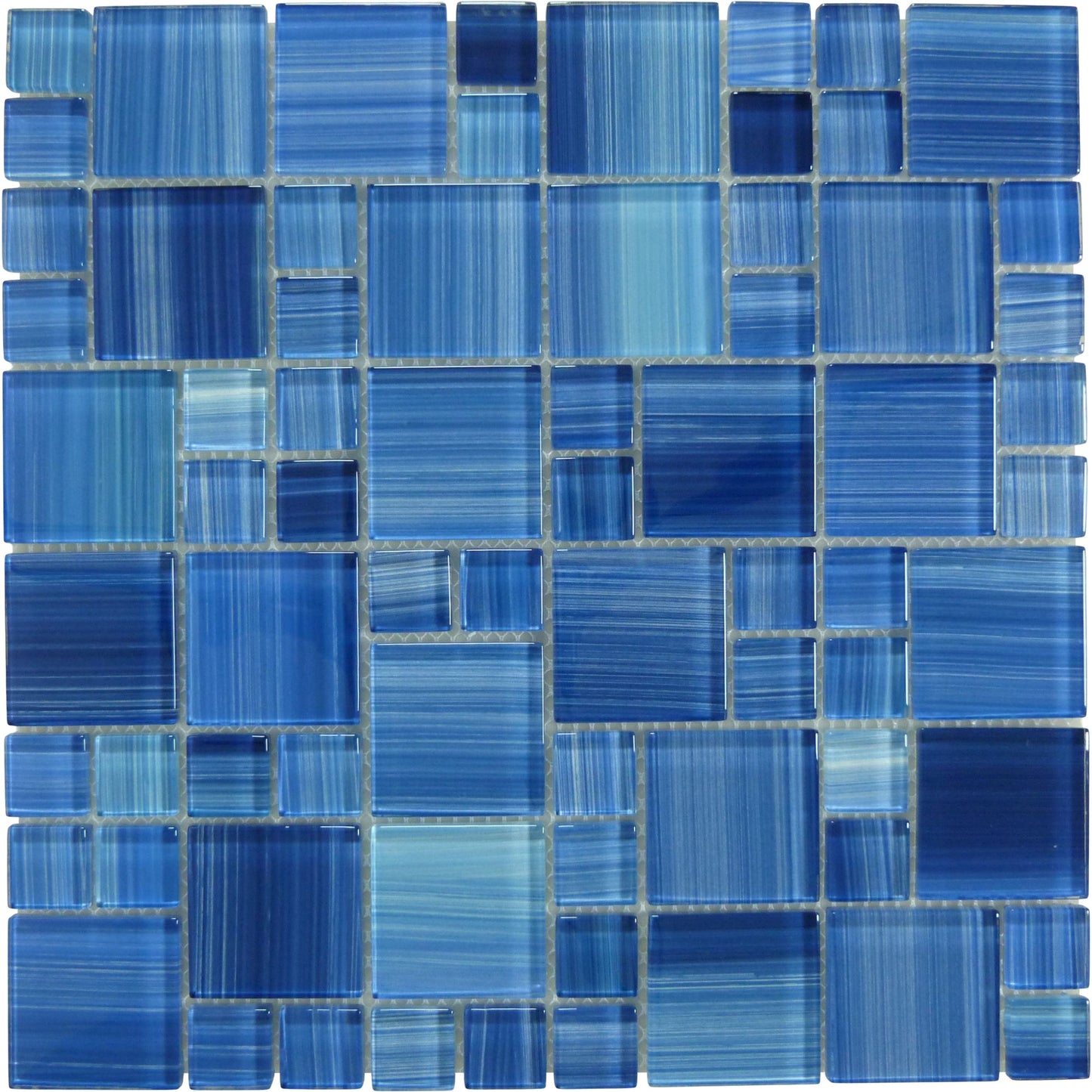 Horizon Blue Square Glossy Glass Tile Quest