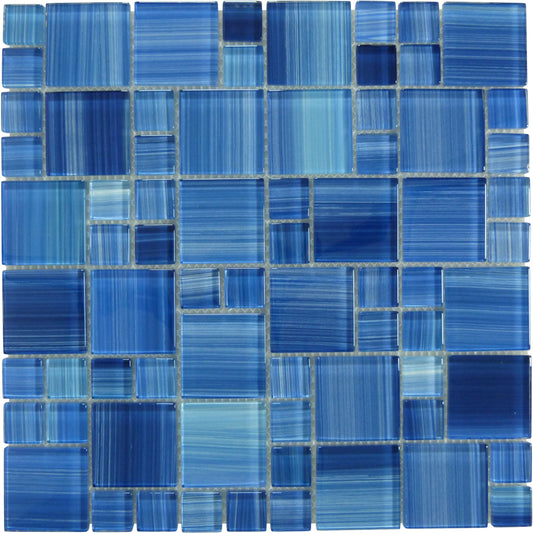 Horizon Blue Square Glossy Glass Tile Quest