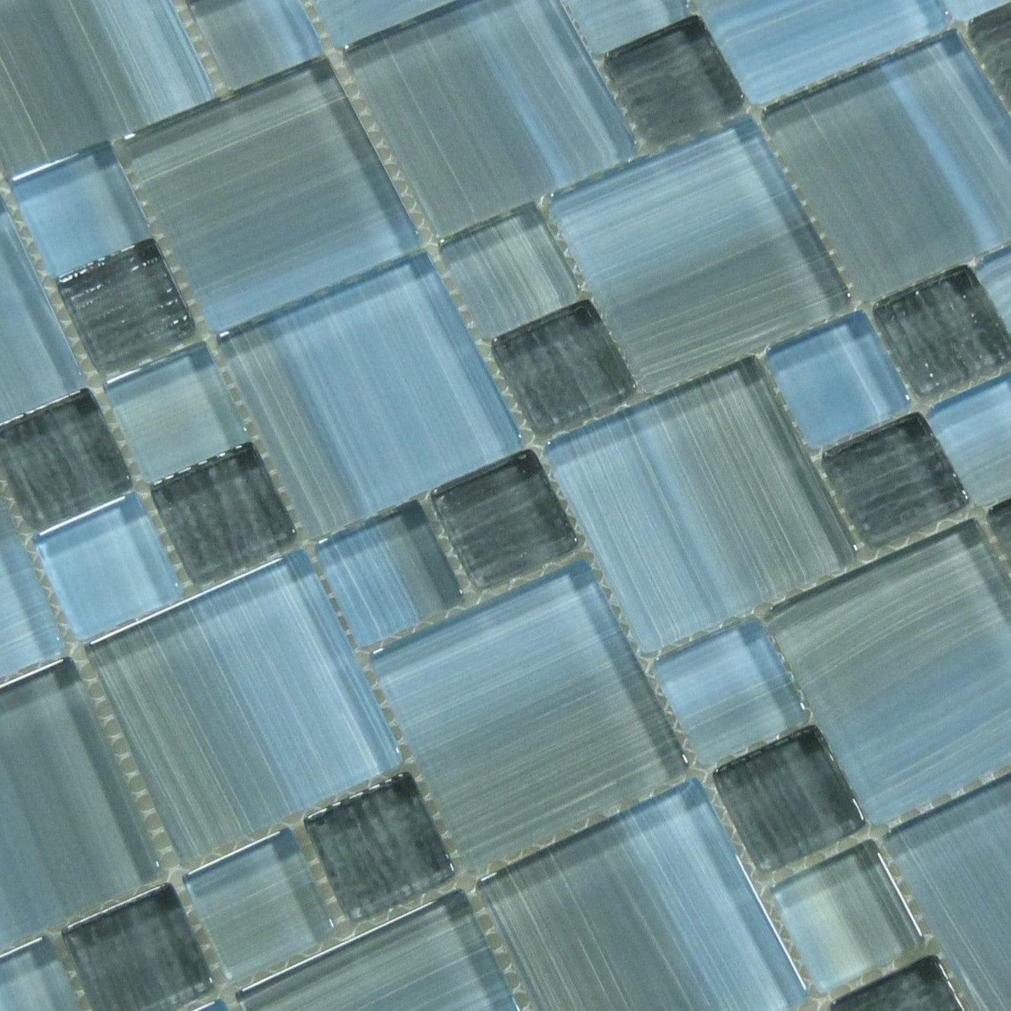 Horizon Grey Square Glossy Glass Tile Quest