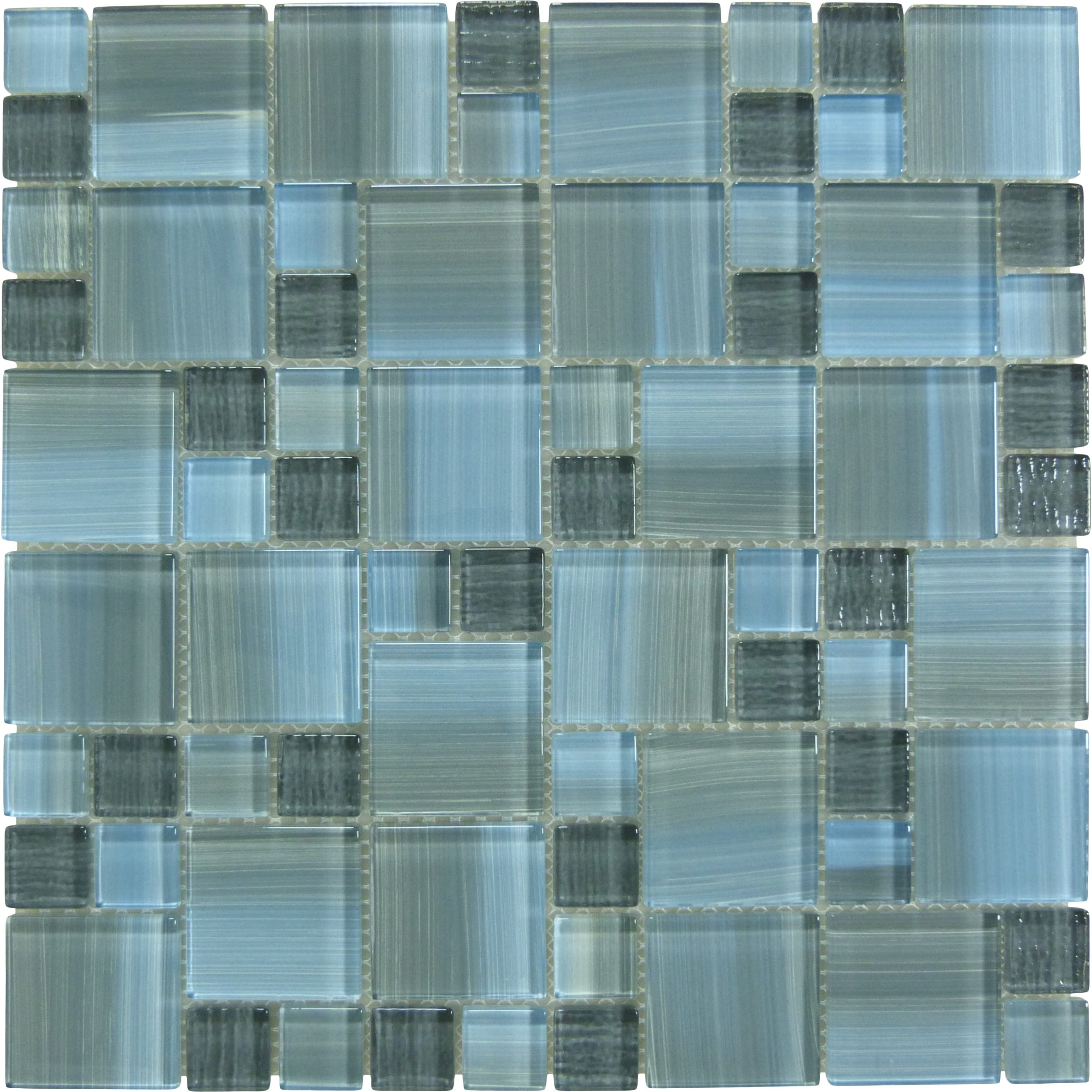 Horizon Grey Square Glossy Glass Tile Quest