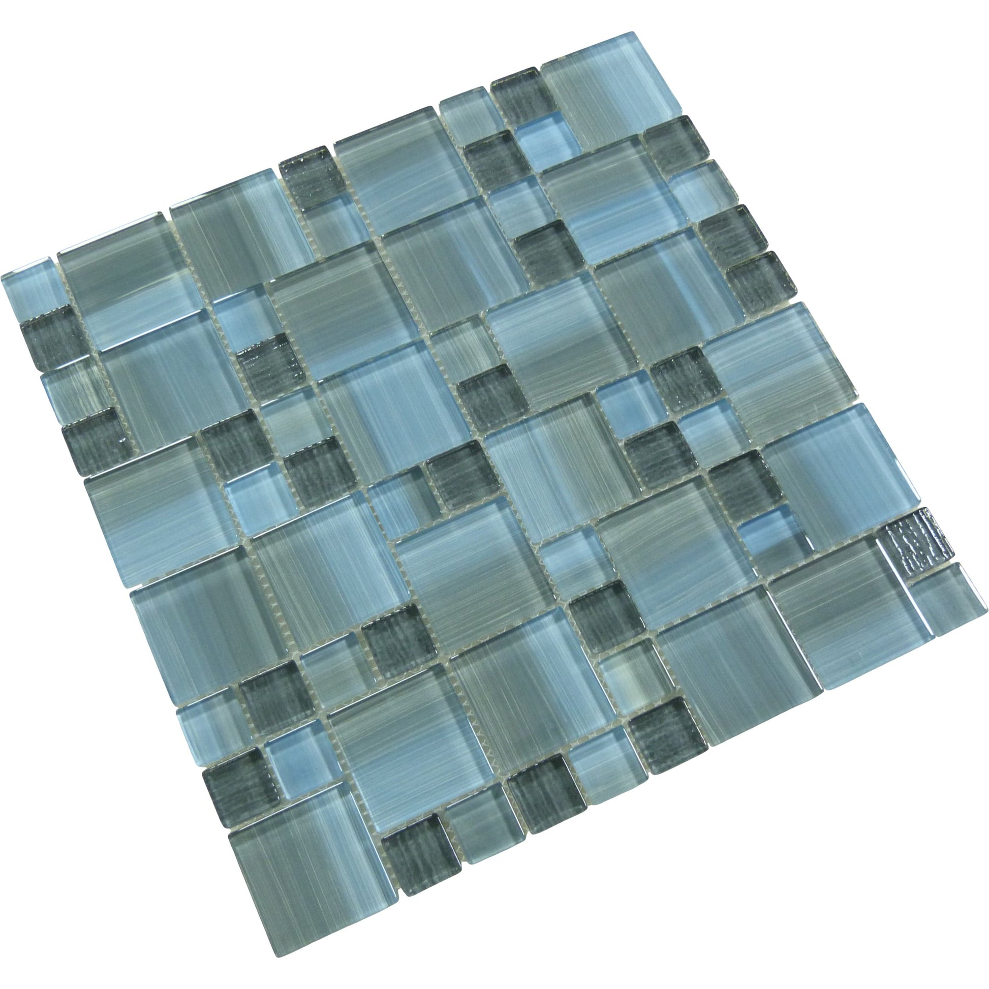 Horizon Grey Square Glossy Glass Tile Quest