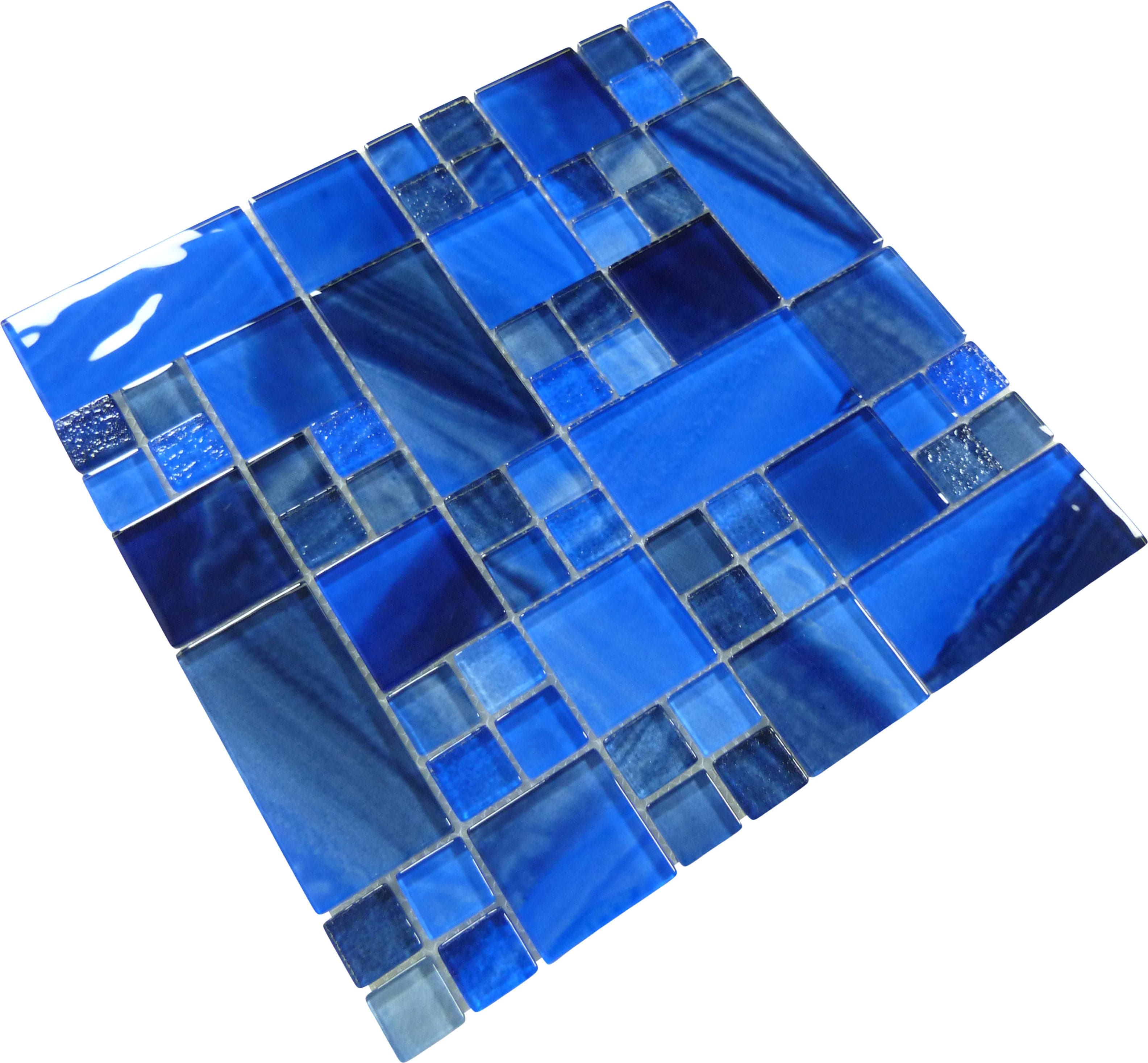 Ocean Dark Blue Square Glossy Glass Tile Quest