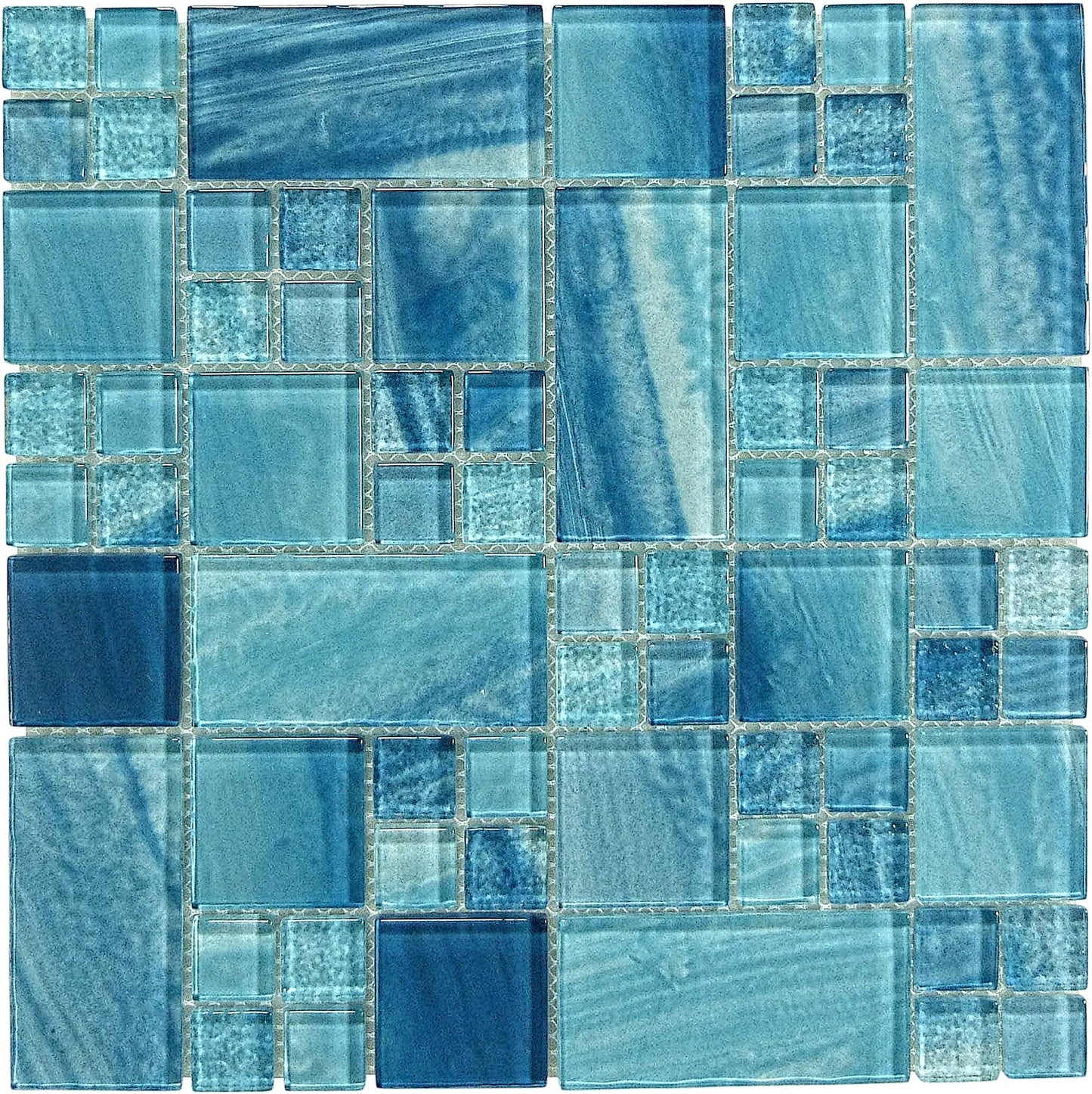 Ocean Sky Blue Square Glossy Glass Tile Quest
