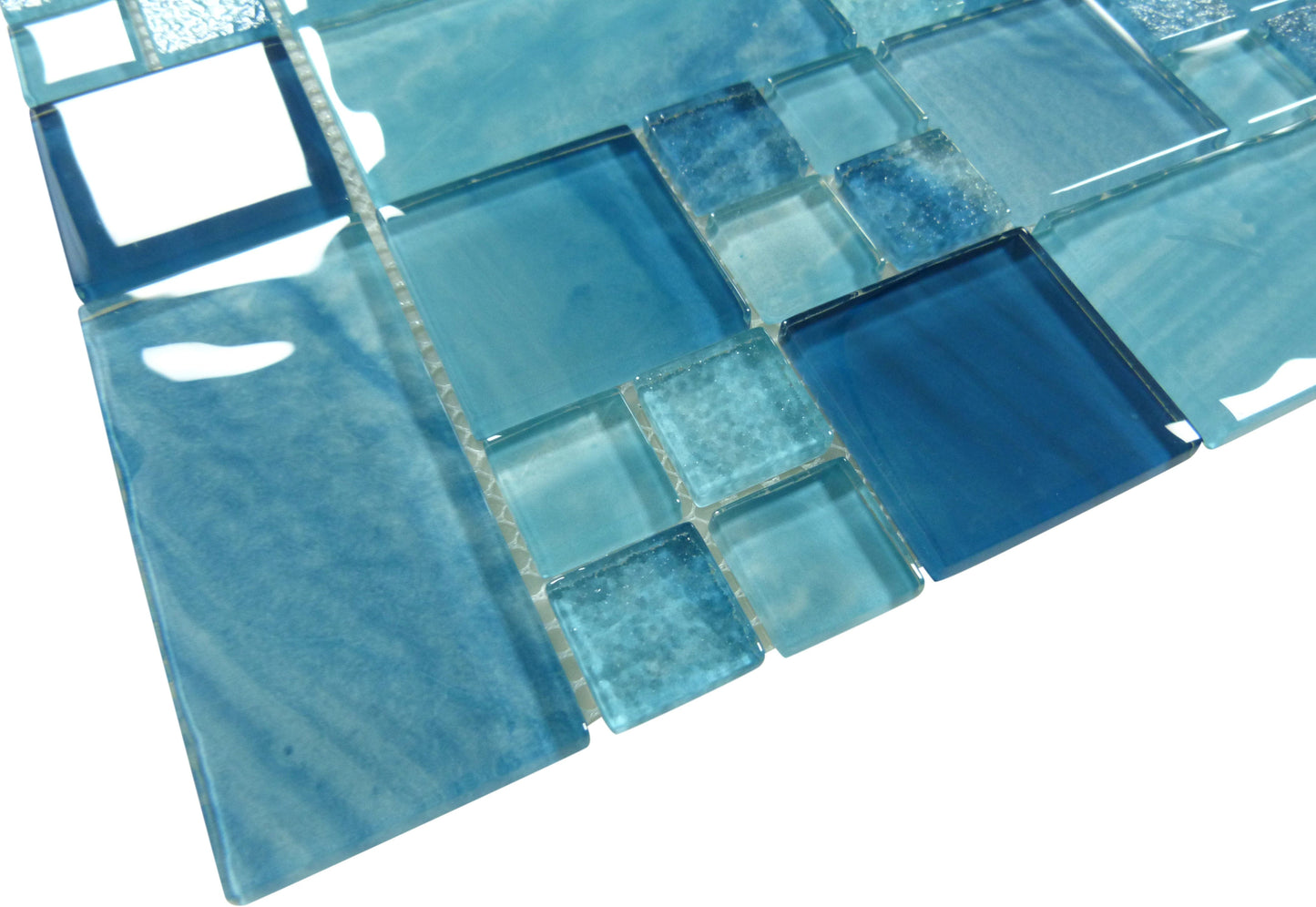 Ocean Sky Blue Square Glossy Glass Tile Quest