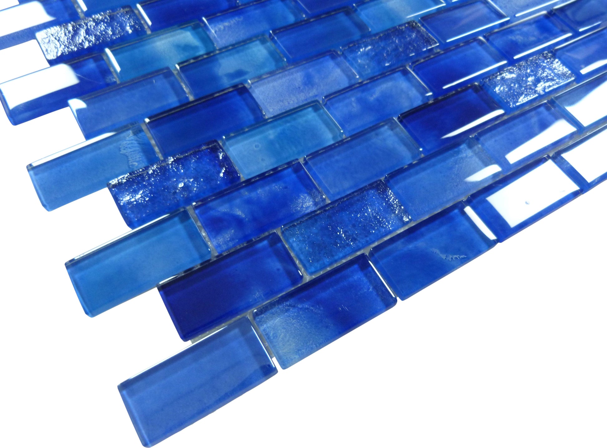 Santorini Electric Blue 1x2 Glossy Glass Tile Quest