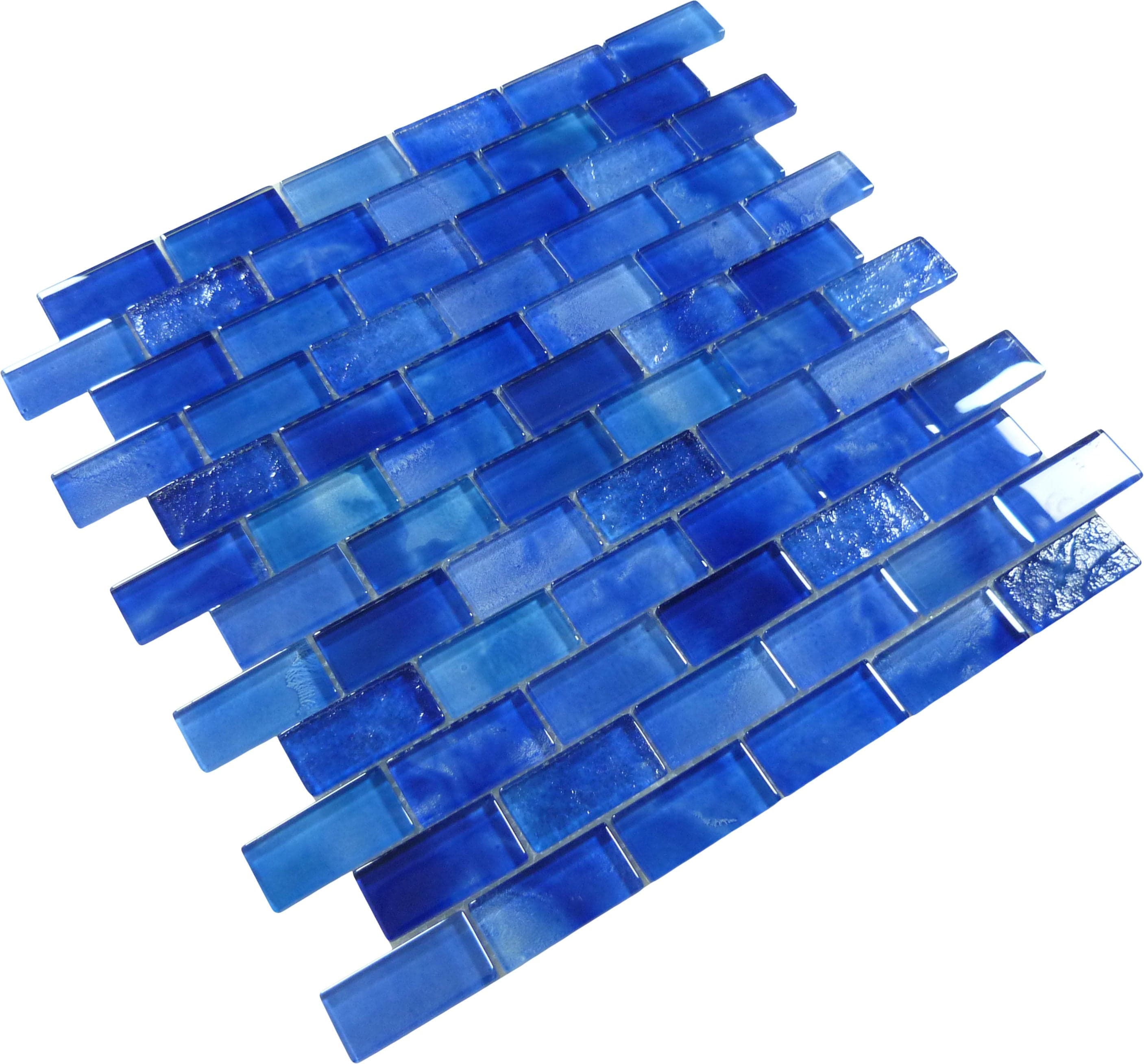 Santorini Electric Blue 1x2 Glossy Glass Tile Quest