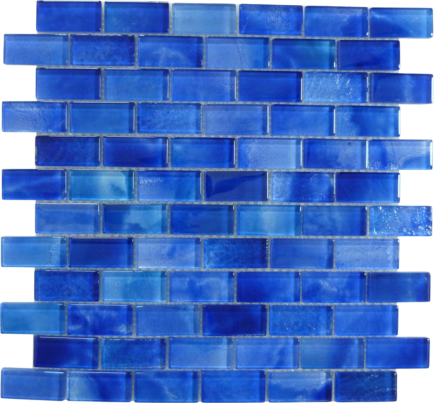 Santorini Electric Blue 1x2 Glossy Glass Tile Quest