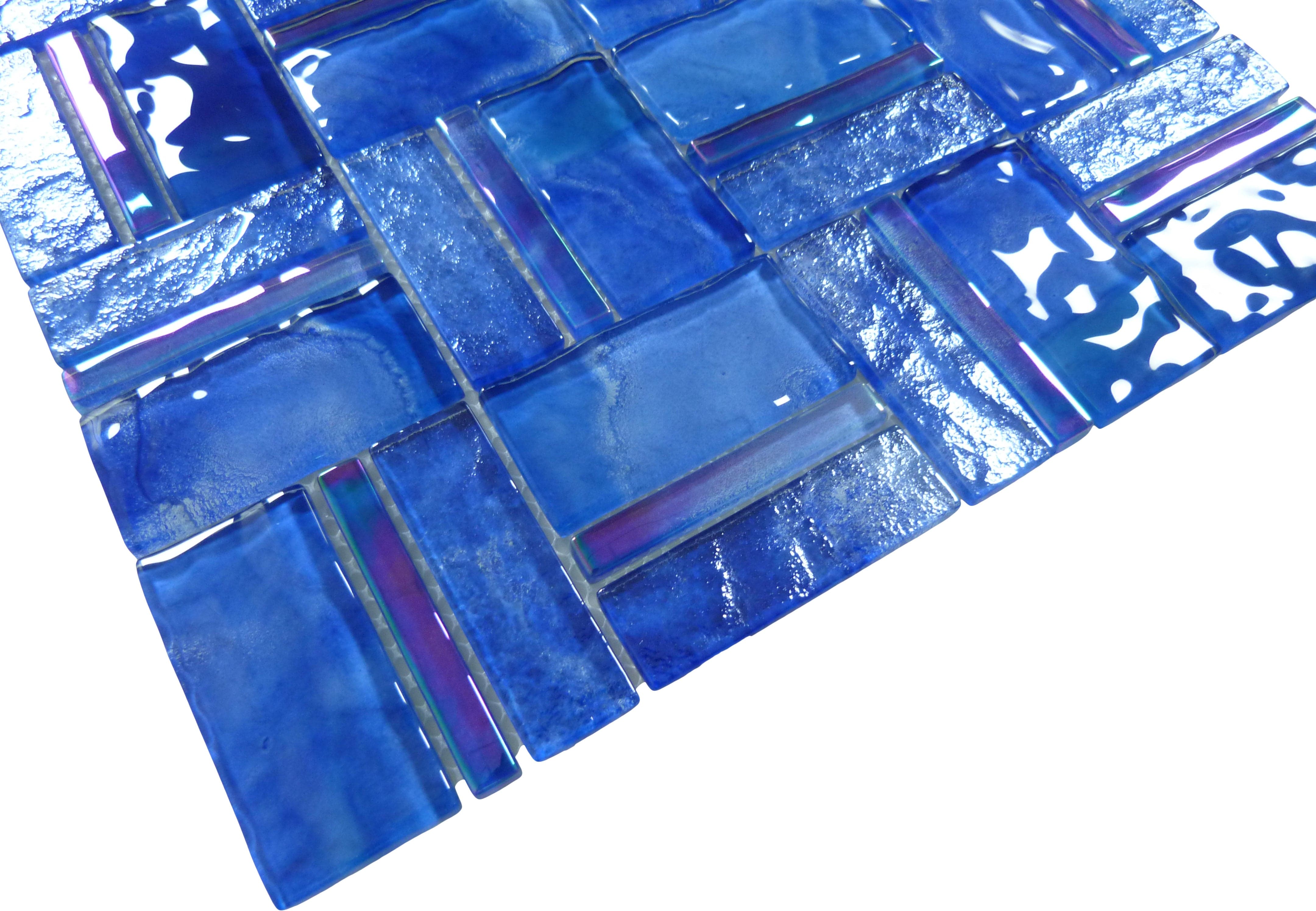 Santorini Electric Blue Mix Glossy Glass Tile Quest