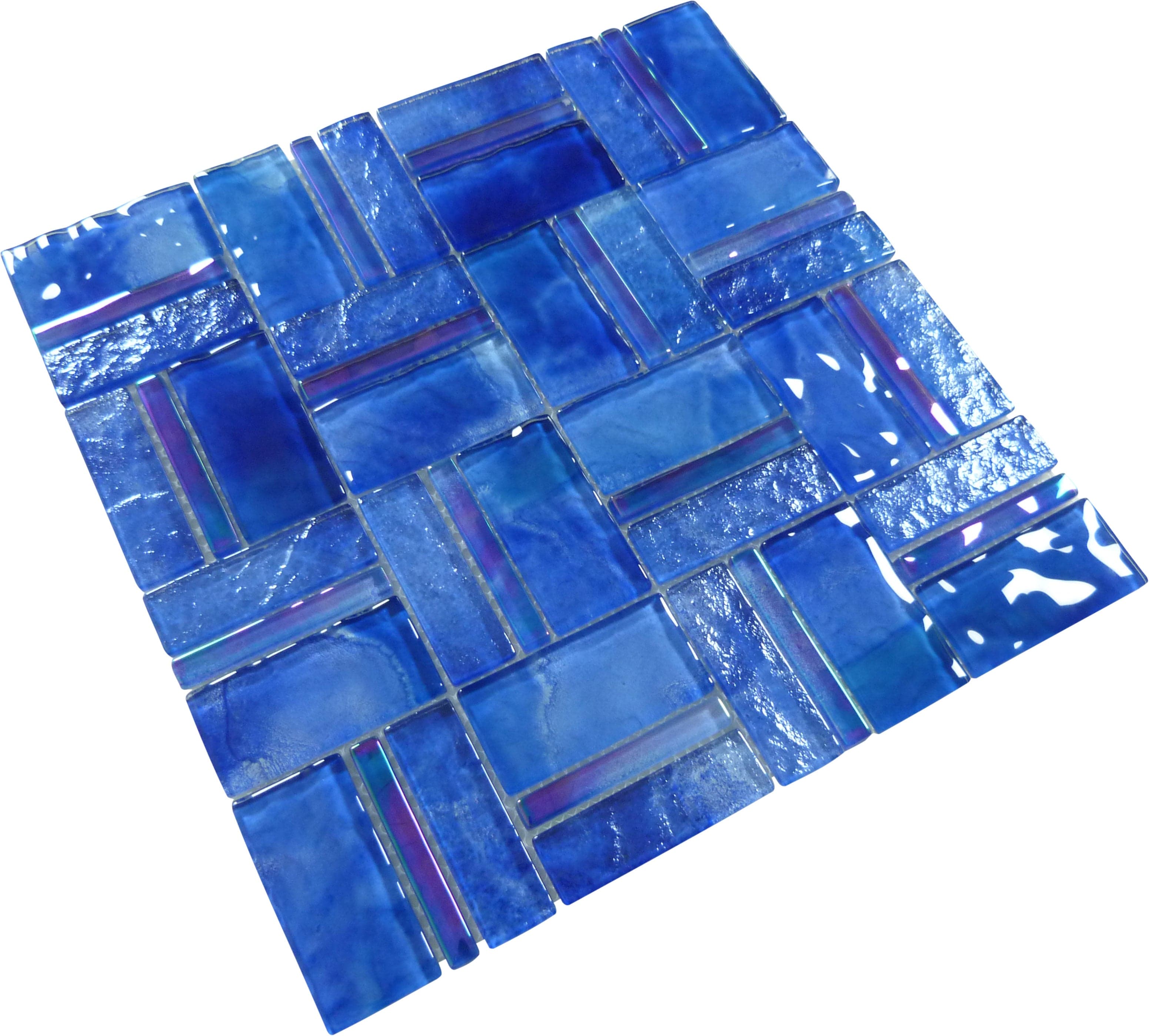 Santorini Electric Blue Mix Glossy Glass Tile Quest