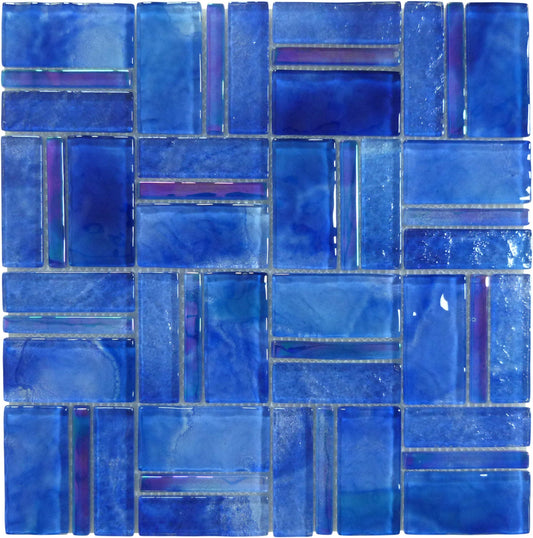 Santorini Electric Blue Mix Glossy Glass Tile Quest