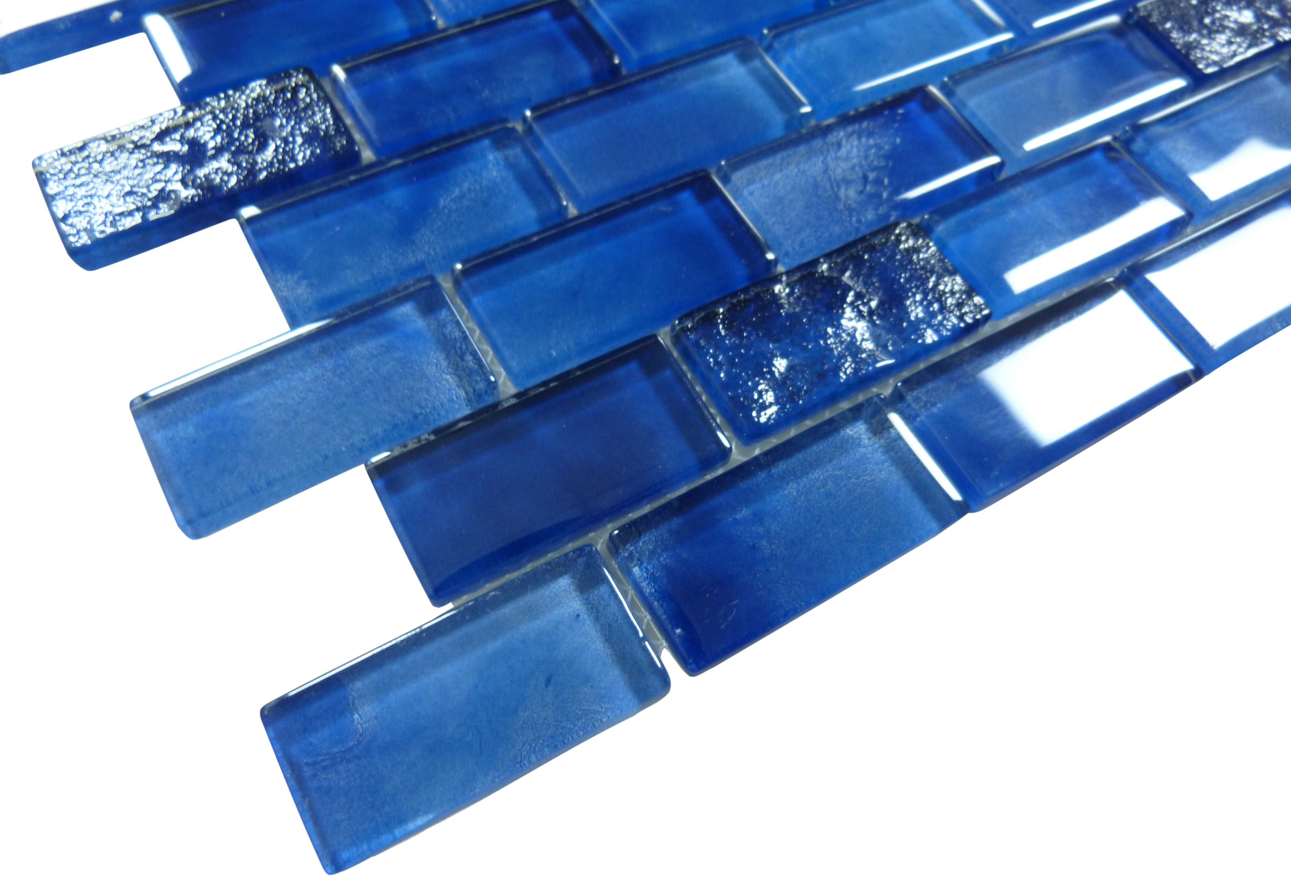Santorini Midnight Blue 1x2 Glossy Glass Tile Quest