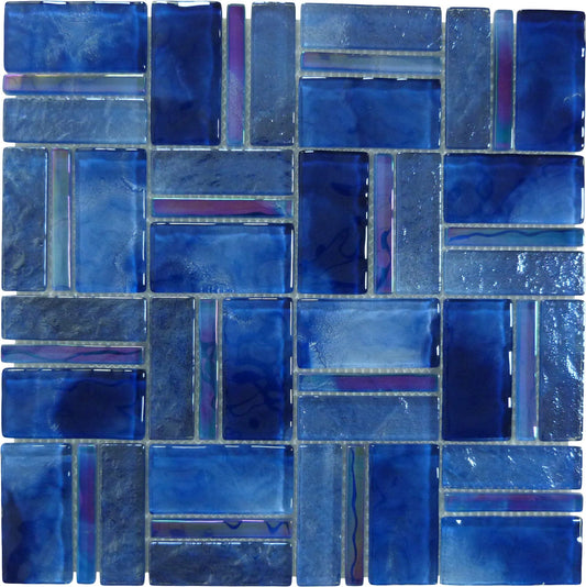 Santorini Midnight Blue Mix Glossy Glass Tile Quest