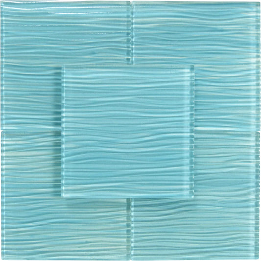 Sea Blue Wave 6x6 Glossy Glass Tile Quest
