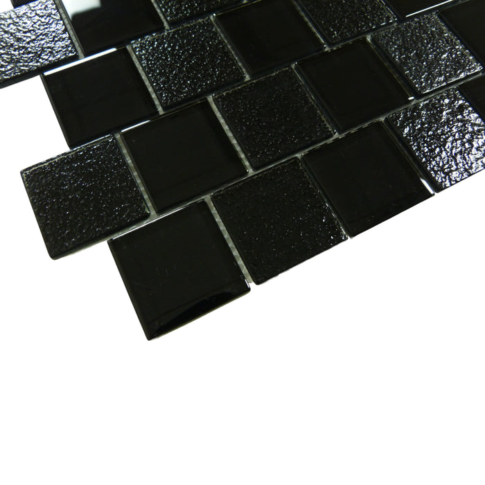 Serenity Black 2x2 Offset Glass Tile Quest