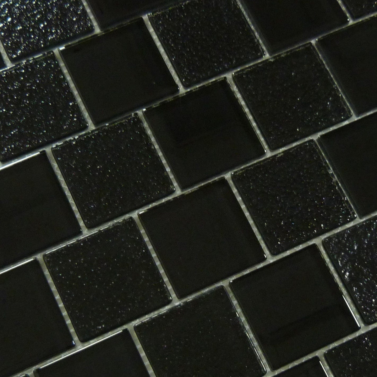 Serenity Black 2x2 Offset Glass Tile | Oasis Tile