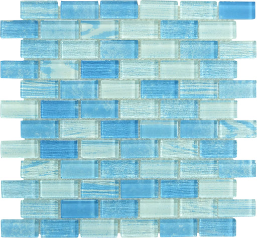 Wave Aqua 1x2 Glossy Glass Tile Quest