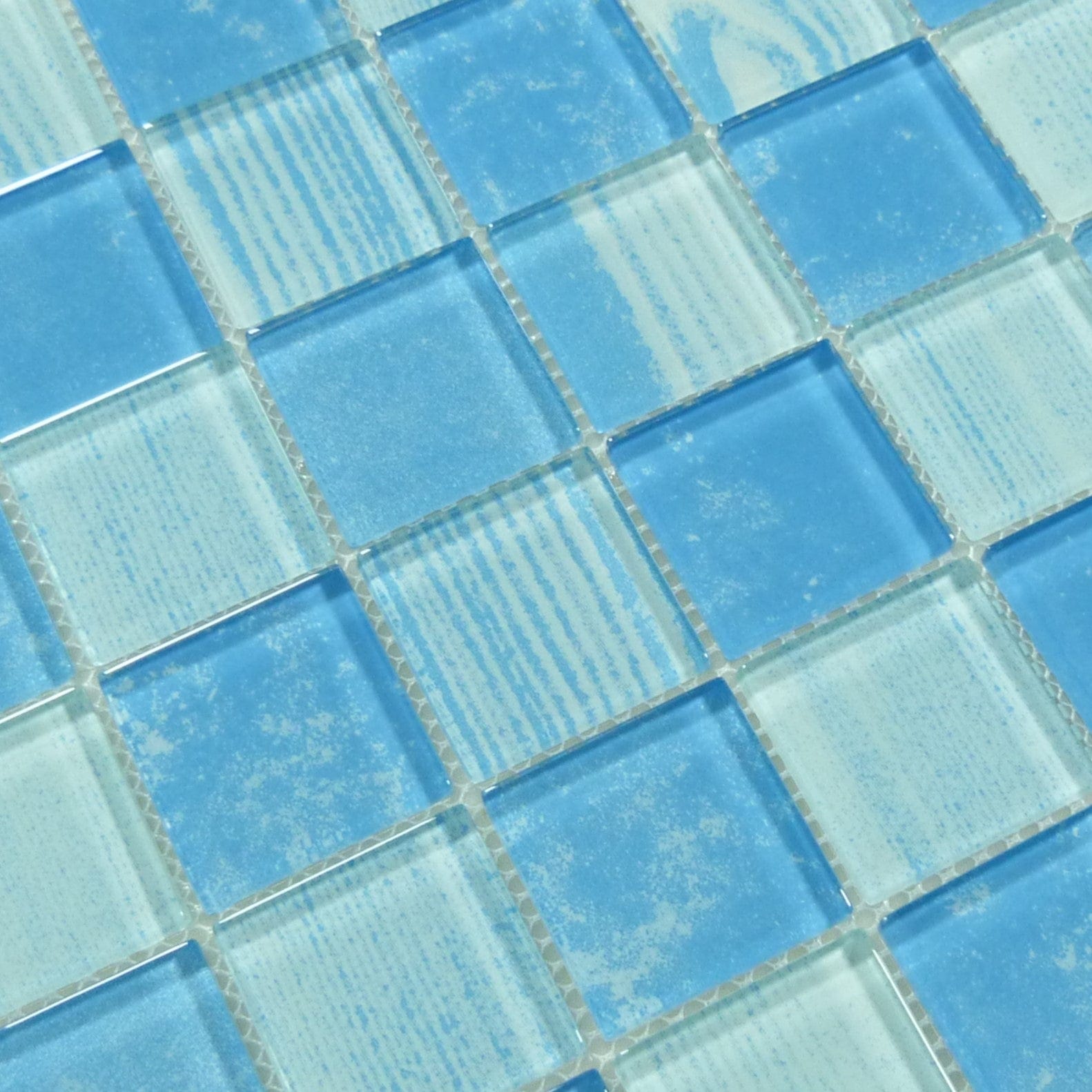 Wave Aqua 2x2 Glossy Glass Tile Quest