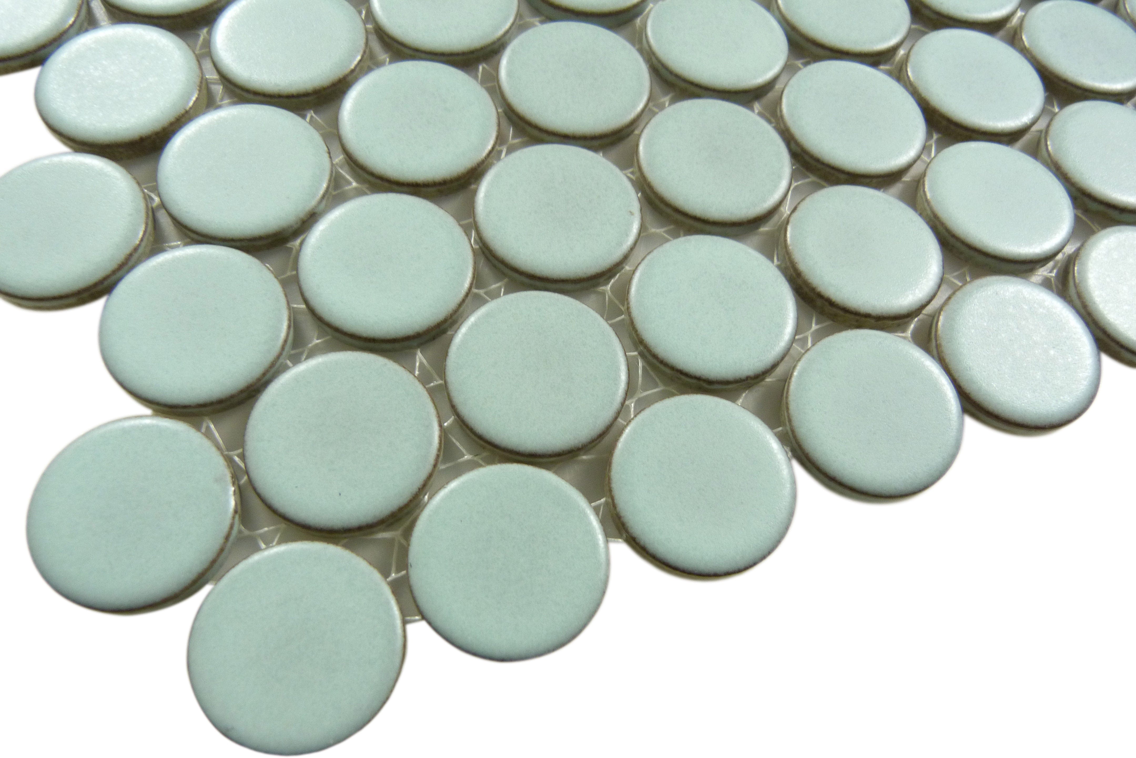 Aqua Penny Round Matte Porcelain Tile Regency