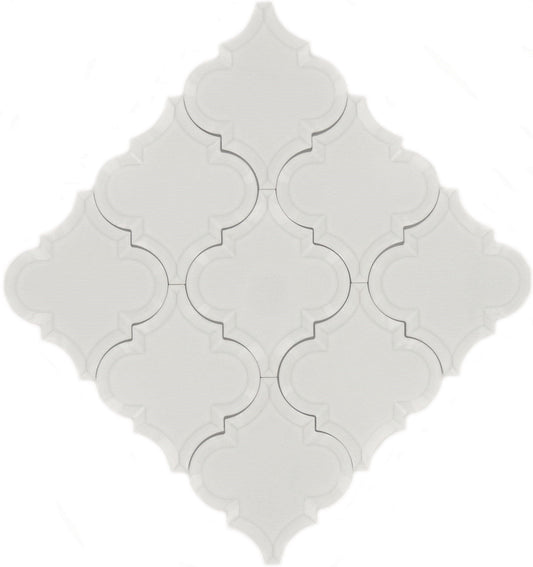 Snowy Arabesque Beveled White Glossy Porcelain Tile Regency