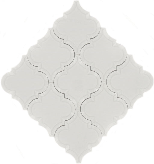 Snowy Arabesque Beveled White Glossy Porcelain Tile Regency