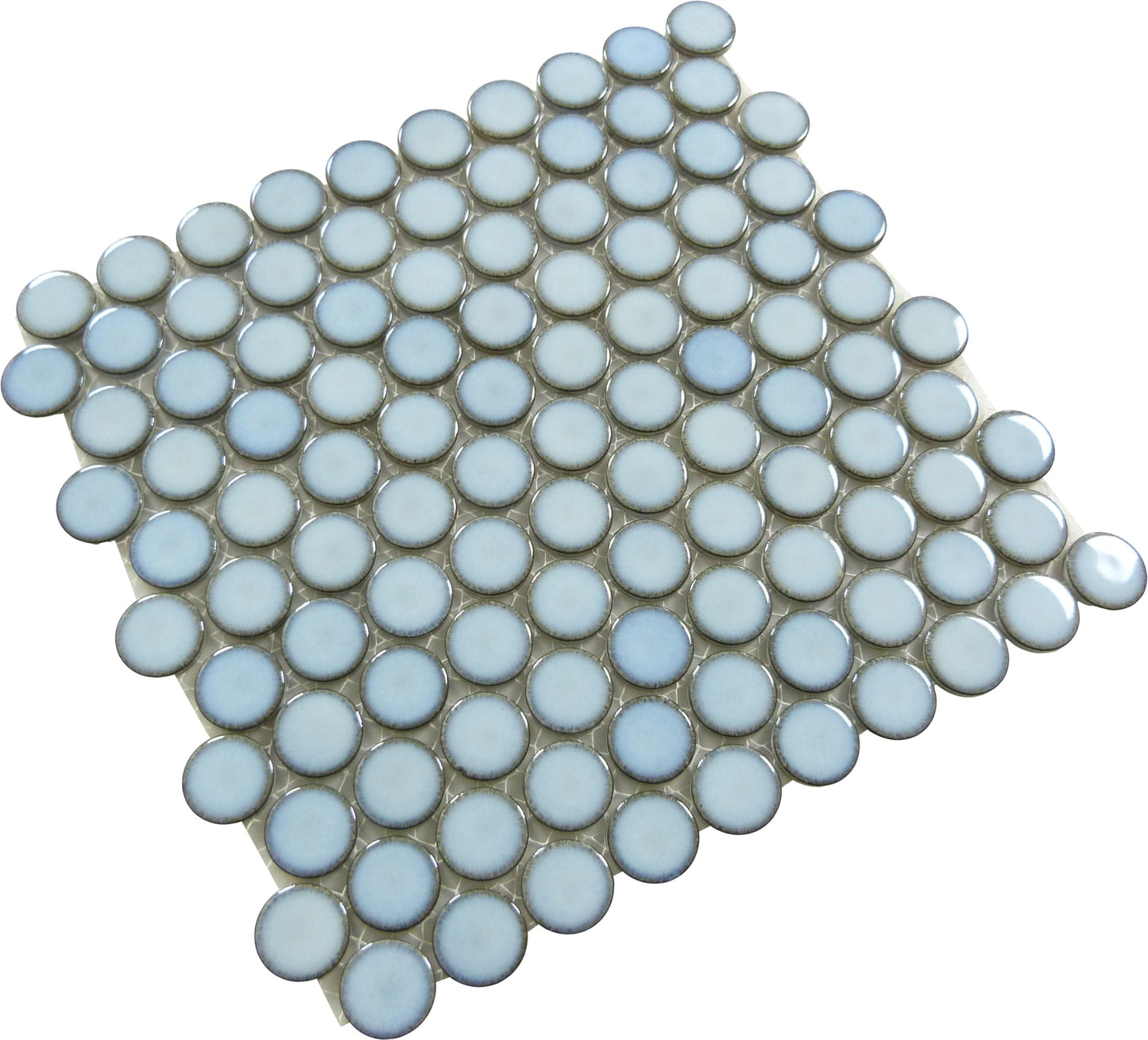 Cloud Blue Penny Round Glossy Porcelain Tile Regency