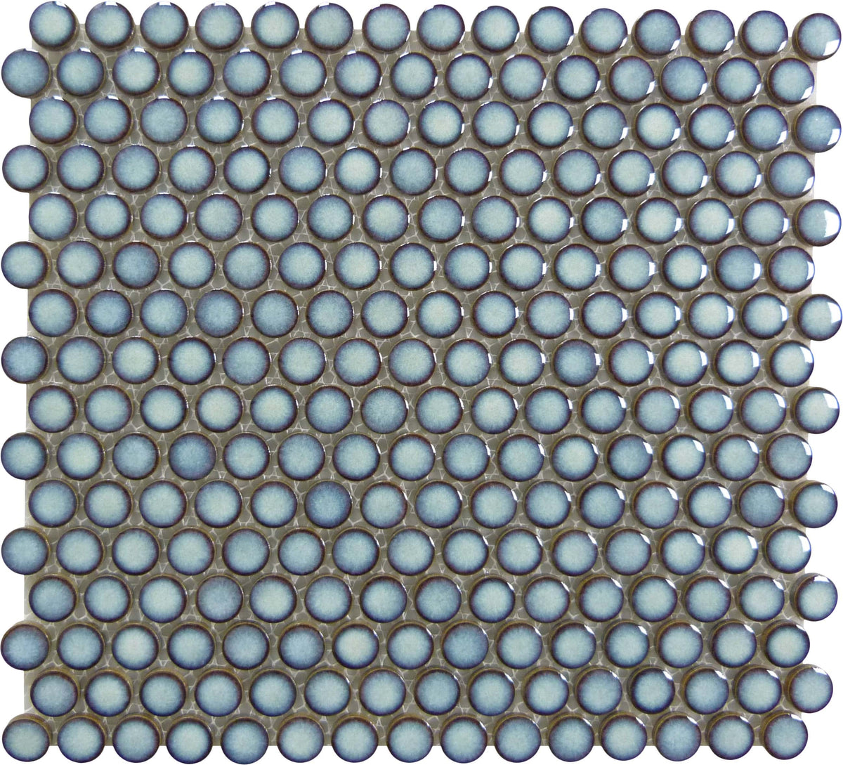 Continental Penny Round Cosmic Blue 3/4" Glossy Porcelain Tile Regency