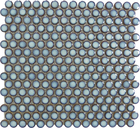Continental Penny Round Cosmic Blue 3/4" Glossy Porcelain Tile Regency