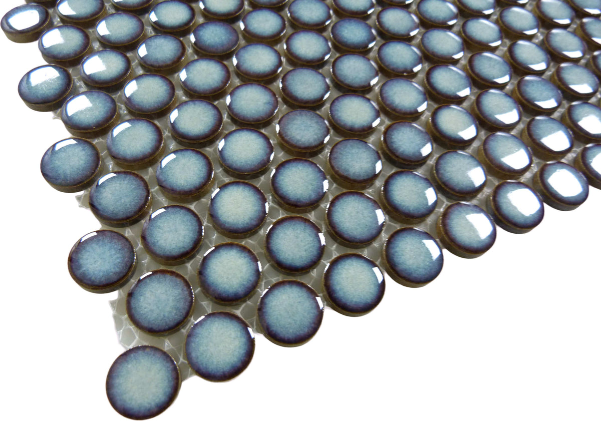 Continental Penny Round Cosmic Blue 3/4" Glossy Porcelain Tile Regency