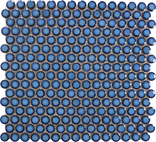 Continental Penny Round Pacific Blue 3/4" Glossy Porcelain Tile Regency